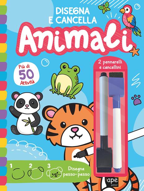 Animali. Disegna e cancella. Ediz. illustrata - copertina