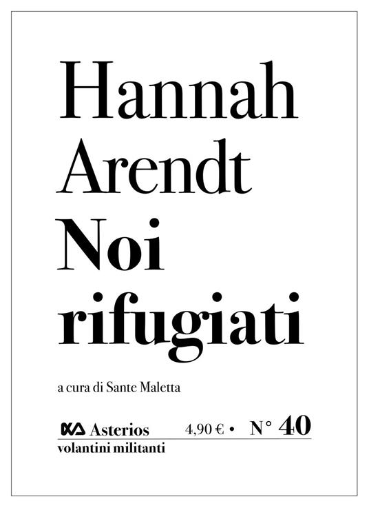 Noi rifugiati - Hannah Arendt - copertina