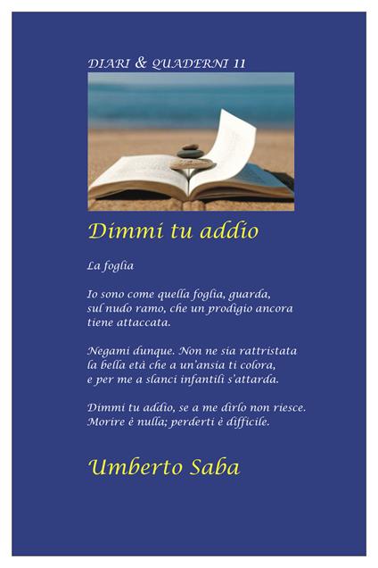 Dimmi tu addio - Umberto Saba - copertina