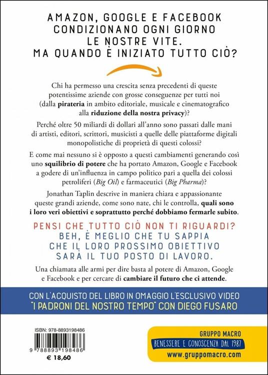 I nuovi sovrani del nostro tempo. Amazon, Google, Facebook. Cosa vogliono? Vanno fermati? - Jonathan Taplin - 2