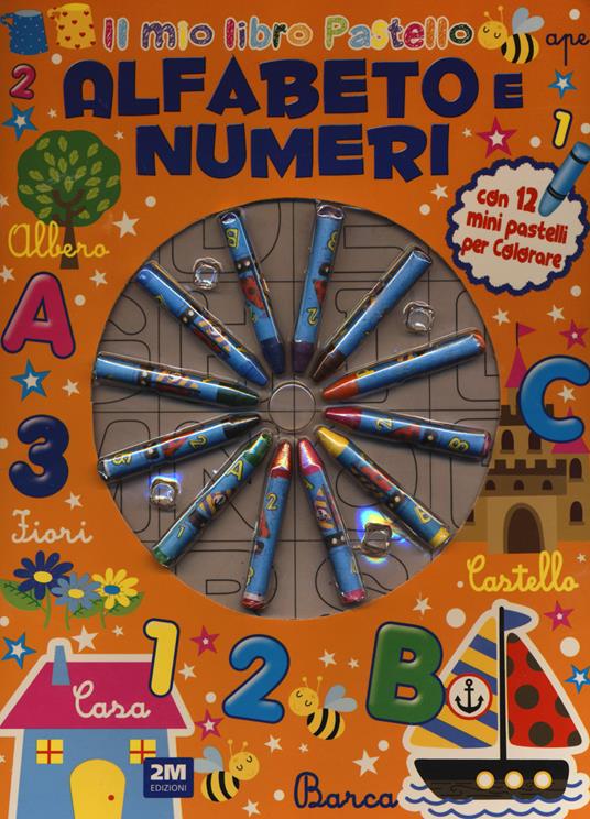 Alfabeto e numeri. Ediz. illustrata. Con 12 pastelli - copertina