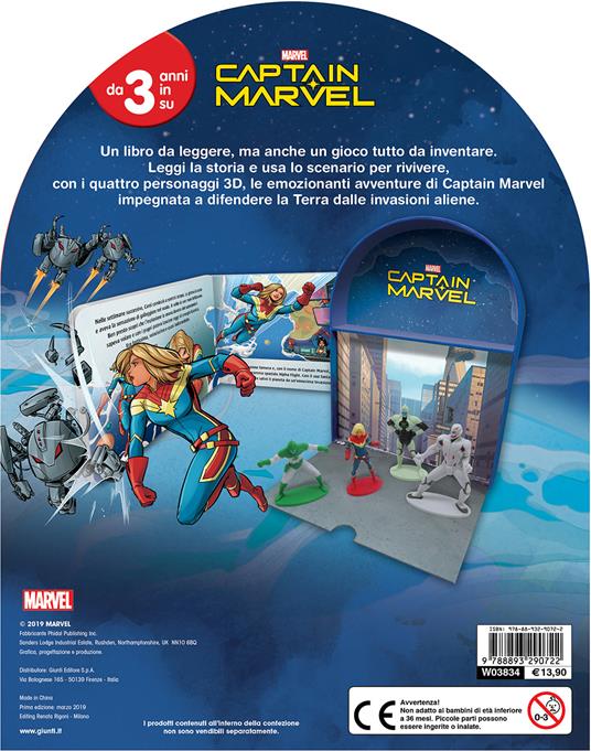 Captain Marvel. Libro gioca kit. Ediz. a colori. Con 4 personaggi 3D. Con scenario per giocare - 2