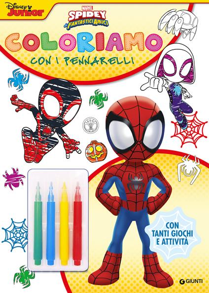 Spidey. Coloriamo con i pennarelli. Super album. Ediz. a colori. Con 4 pennarelli - copertina