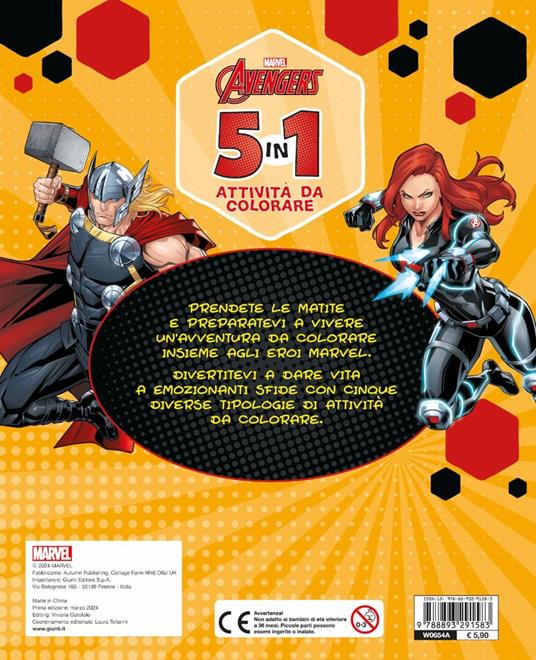 5 in 1 attività da colorare. Avengers. Con adesivi. Ediz. a colori - 4