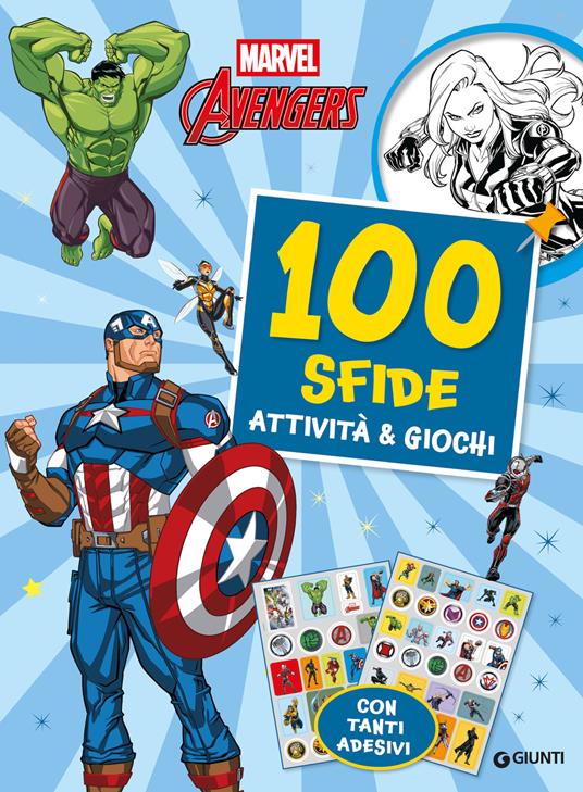 Avengers. 100 sfide. Attività e giochi. Con adesivi. Ediz. illustrata - copertina