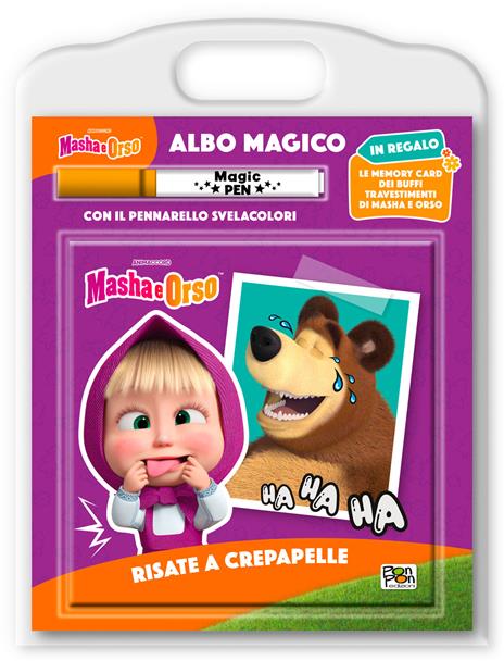 Risate a crepapelle. Masha e Orso. Albo magico. Ediz. a colori. Con pennarello svelacolori - Elisa Carati - copertina