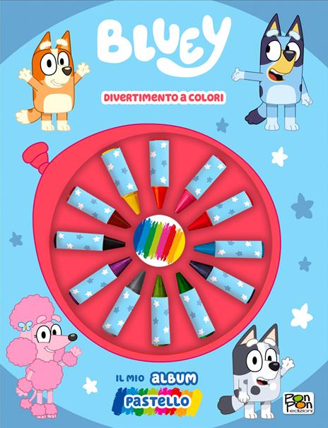 Divertimento a colori. Bluey. Il mio album pastello. Ediz. illustrata. Con pastelli - Cristina Panzeri - copertina