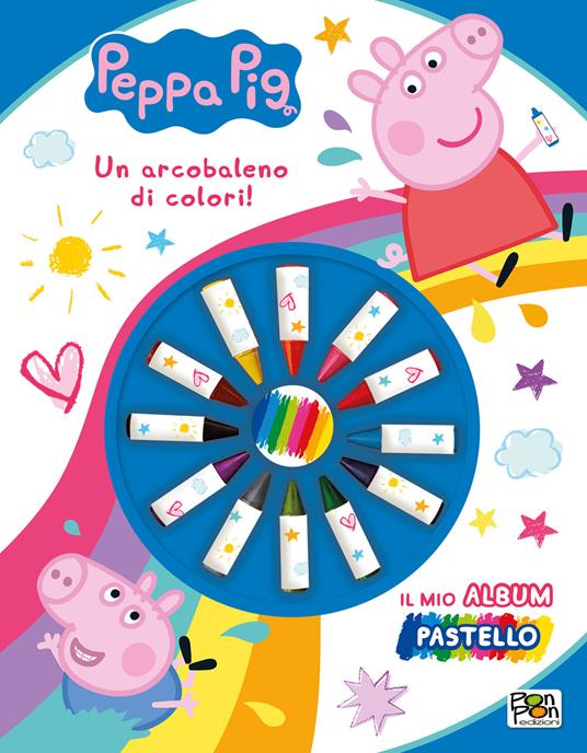 Un arcobaleno di colori! Peppa Pig. Il mio album pastello. Ediz. a colori. Con 12 pastelli a cera - Lisa Capiotto - copertina