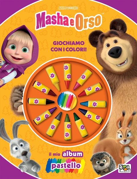 Giochiamo con i colori! Masha e Orso. Il mio album pastello. Ediz. a colori. Con 12 pastelli a cera - Lisa Capiotto - copertina