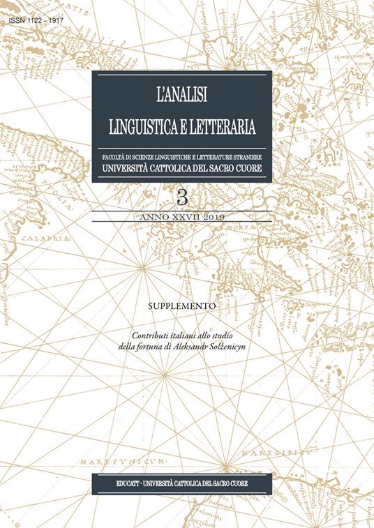 L' analisi linguistica e letteraria. Supplemento al vol. 3 (2019) - copertina