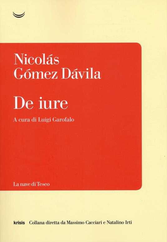 De iure - Nicolás Gómez Dávila - copertina