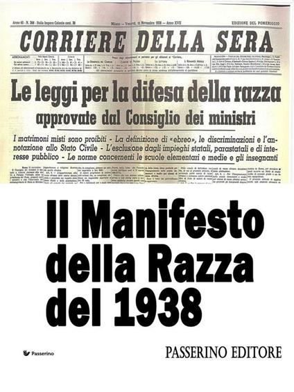 Il manifesto della razza del 1938 - Passerino Editore - ebook