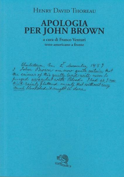 Apologia per John Brown. Testo americano a fronte - Henry David Thoreau - copertina