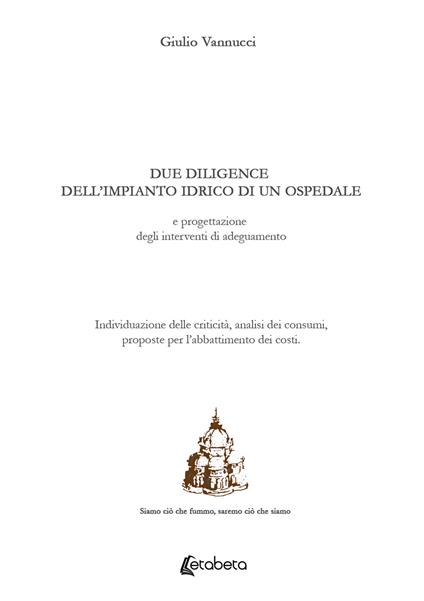 Due diligence dell'impianto idrico di un ospedale e progettazione degli interventi di adeguamento. Individuazione delle criticità, analisi dei consumi, proposte per l'abbattimento dei costi - Giulio Vannucci - copertina