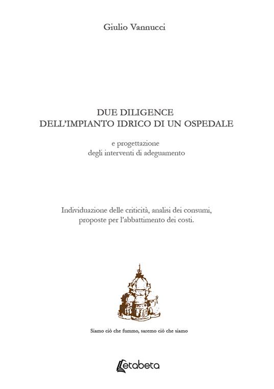 Due diligence dell'impianto idrico di un ospedale e progettazione degli interventi di adeguamento. Individuazione delle criticità, analisi dei consumi, proposte per l'abbattimento dei costi - Giulio Vannucci - copertina
