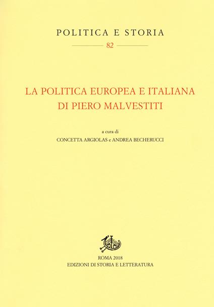 La politica europea e italiana di Piero Malvestiti - copertina