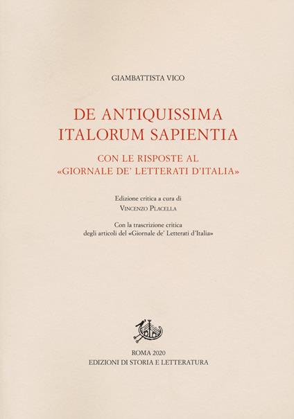 De antiquissima italorum sapientia - Giambattista Vico - copertina