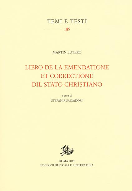 Libro de la emendatione et correctione dil Stato christiano - Martin Lutero - copertina