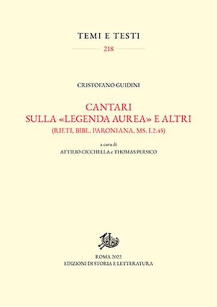 Cantari sulla «Legenda aurea» e altri (Rieti, Bibl. Paroniana, ms. I.2.45) - Cristofano Guidini - copertina
