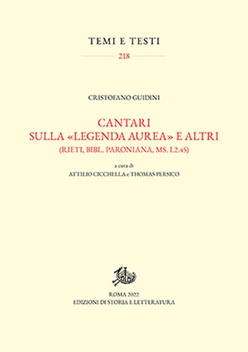 Cantari sulla «Legenda aurea» e altri (Rieti, Bibl. Paroniana, ms. I.2.45) - Cristofano Guidini - copertina
