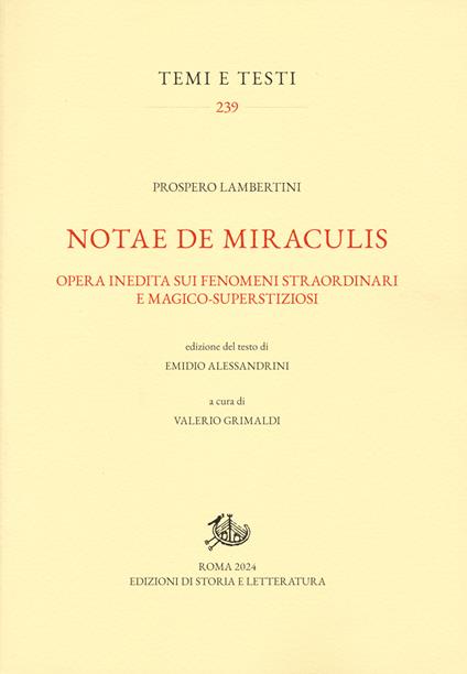 Notae de miraculis - Prospero Lambertini - copertina