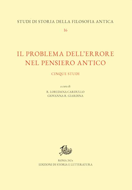 Il problema dell'errore nel pensiero antico. Cinque studi - copertina