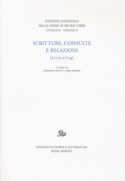 Scritture, consulte, relazioni ii - Pietro Verri - copertina