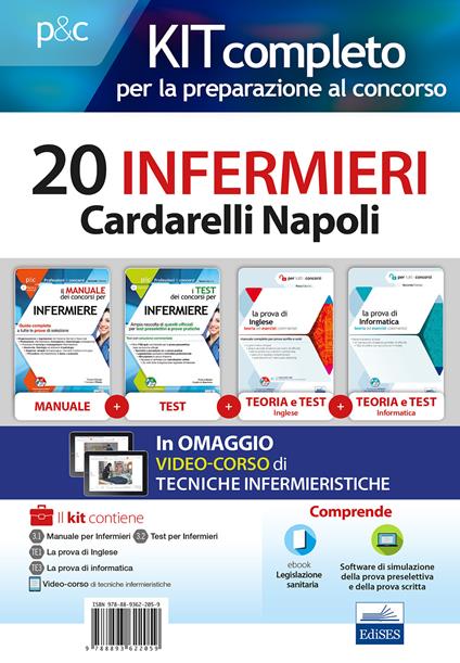 Kit concorso 20 infermieri AO Cardarelli Napoli. Volumi per la preparazione al concorso di infermiere. Con e-book. Con software di simulazione. Con DVD video - copertina