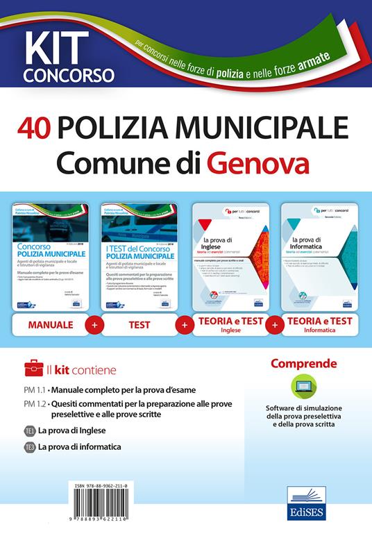 Kit concorso 40 Agenti di Polizia municipale Genova. Volumi per la preparazione al concorso nella polizia municipale. Con software di simulazione - copertina