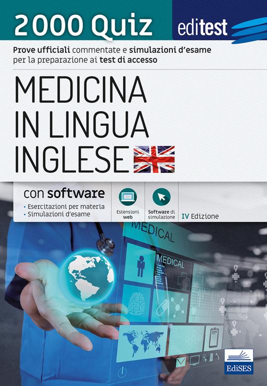EdiTEST. Medicina in lingua inglese. 2000 quiz. Prove ufficiali commentate e simulazioni d'esame per la preparazione ai test di ammissione - copertina