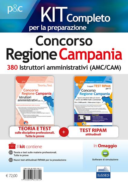 Concorso Regione Campania. Kit istruttore amministrativo. Teoria, test e simulazioni per la preparazione a tutte le prove. Con software di simulazione - Carla Iodice,Gennaro Lettieri - copertina