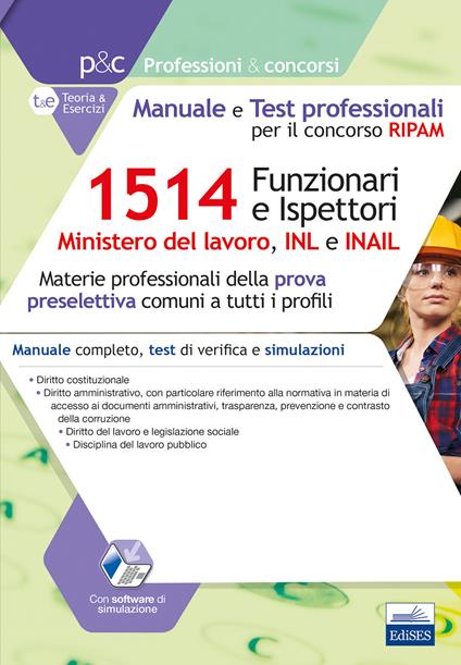 Concorso RIPAM 1514 Funzionari e Ispettori nel Ministero del lavoro, nell'INL e nell'INAIL. Manuale e Test Professionali - copertina