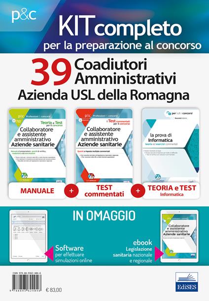 Kit concorso 39 Coadiutori Amministrativi Azienda USL Romagna. Manuali di teoria ed esercizi commentati per la preparazione completa. Con e-book. Con software di simulazione - Francesco Esposito - copertina