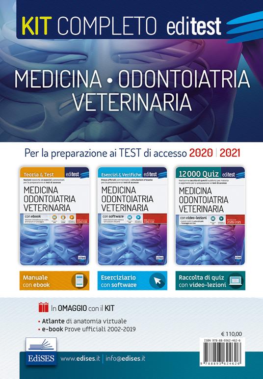 Kit completo medicina, odontoiatria, veterinaria. Teoria, esercizi svolti, prove ufficiali commentate e simulazioni d'esame per i test di accesso. Con e-book. Con software di simulazione - copertina