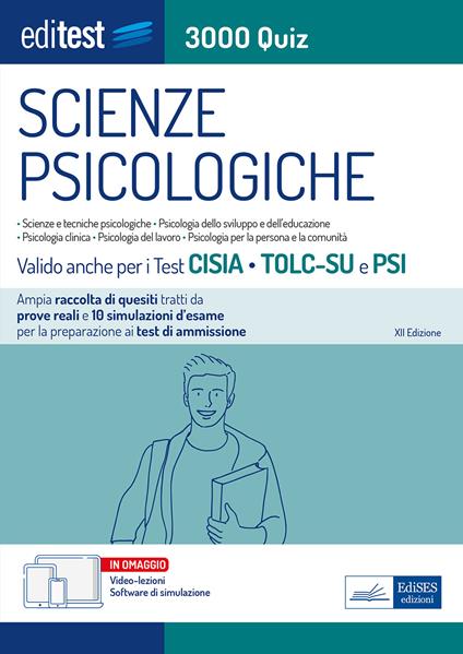 EdiTEST. Scienze psicologiche. 3000 Quiz. Ampia raccolta di quiz tratti da prove reali e 10 simulazioni per la preparazione ai test di ammissione. Con software di simulazione - copertina