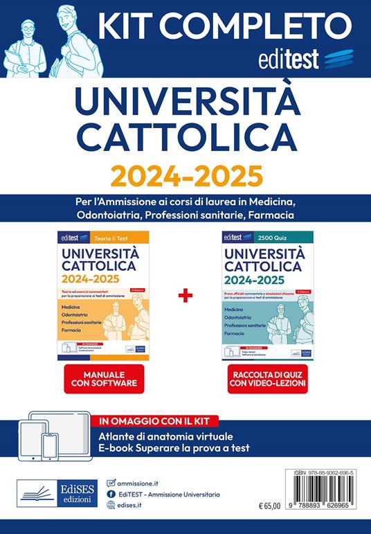 Kit completo EdiTEST. Università Cattolica. Medicina, odontoiatria, professioni sanitarie. Con software di simulazione - copertina