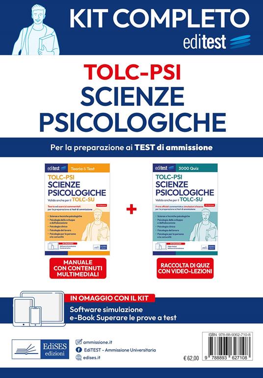 TOLC PSI 2024. Kit completo per il test di Scienze psicologiche. Con ebook. Con espansione online. Con software di simulazione - copertina