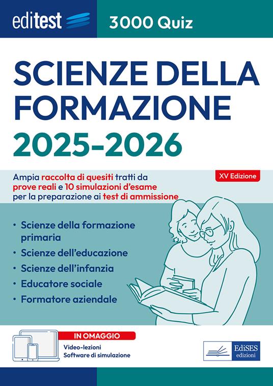 EdiTEST. Scienze della formazione. 3000 quiz. Ampia raccolta di quesiti tratti da prove reali e 10 simulazioni d'esame. Con software di simulazione - copertina