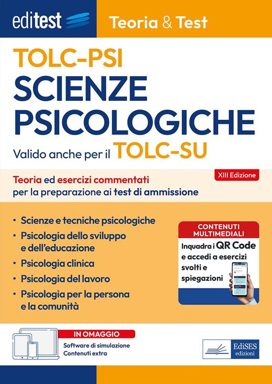 EdiTest Scienze Psicologiche TOLC-PSI. Teoria & Test. Teoria ed esercizi commentati per la preparazione ai test di ammissione. Con software di simulazione online - copertina