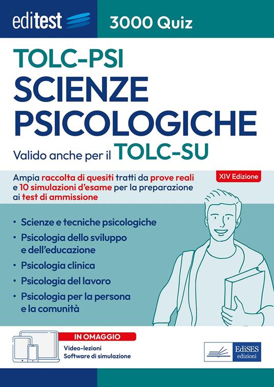 EdiTEST. Scienze psicologiche. 3000 Quiz. Ampia raccolta di quiz tratti da prove reali e 10 simulazioni per la preparazione ai test di ammissione. Con software di simulazione online e videolezioni - copertina
