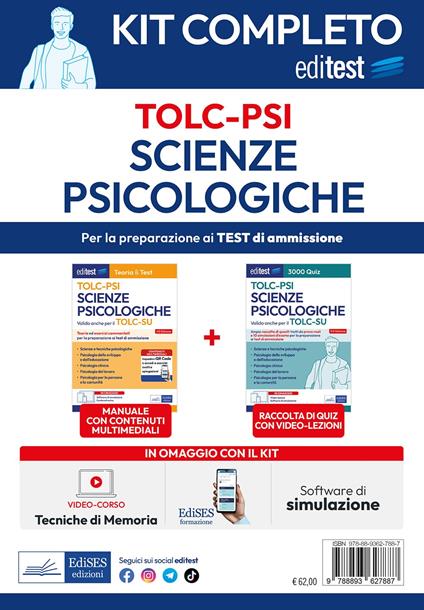 EdiTEST. Kit completo scienze psicologiche. Con software di simulazione. Con video-corso - copertina