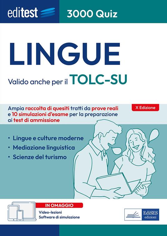 EdiTEST. Lingue. 3000 quiz. Ampia raccolta di quesiti tratti da prove reali e 10 simulazioni d'esame per la preparazione ai test di ammissione. Con software di simulazione. Con video-lezioni - copertina