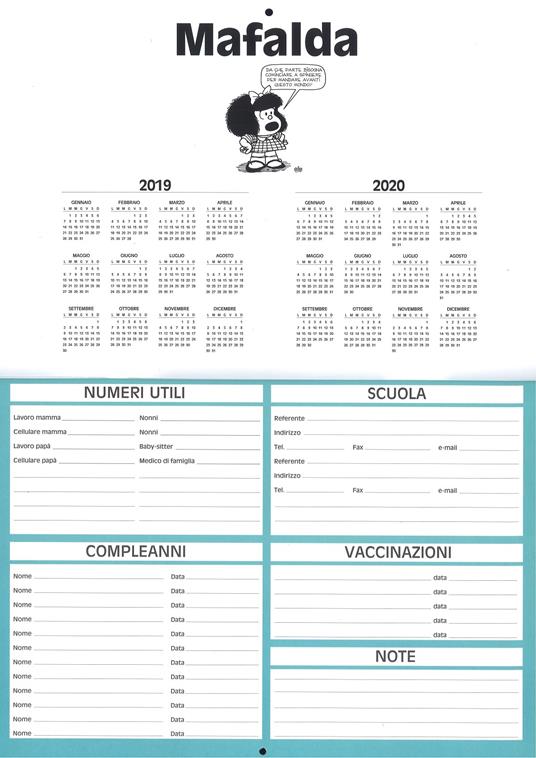 Mafalda. Calendario della famiglia 2019 - 2