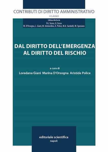 Dal diritto dell'emergenza al diritto del rischio - copertina