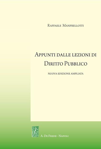 Appunti dalle lezioni di diritto pubblico - Raffaele Manfrellotti - copertina