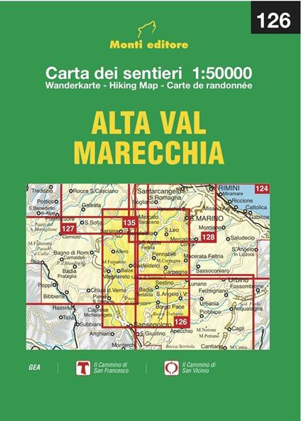 Alta Val Marecchia. Carta dei sentieri 1:50.000 Ediz. multilingue - Raffaele Monti - copertina