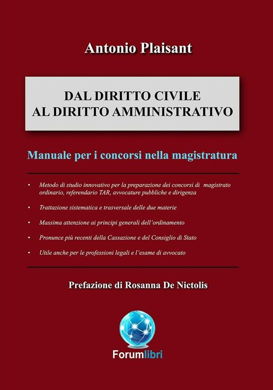 Dal diritto civile al diritto amministrativo. Manuale per i concorsi in magistratura - Antonio Plaisant - copertina