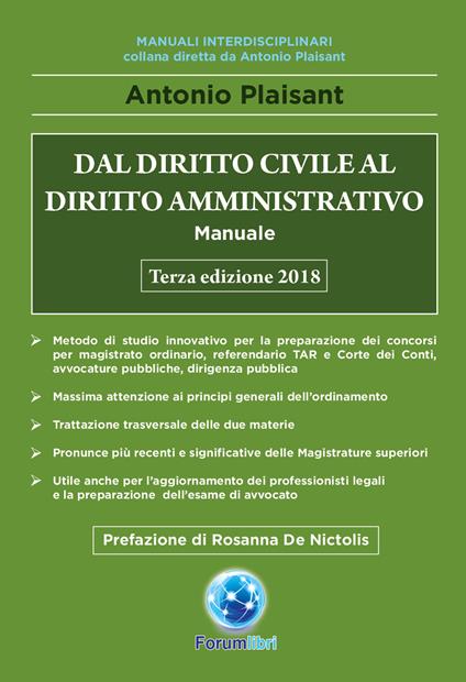 Dal diritto civile al diritto amministrativo. Manuale - Antonio Plaisant - copertina