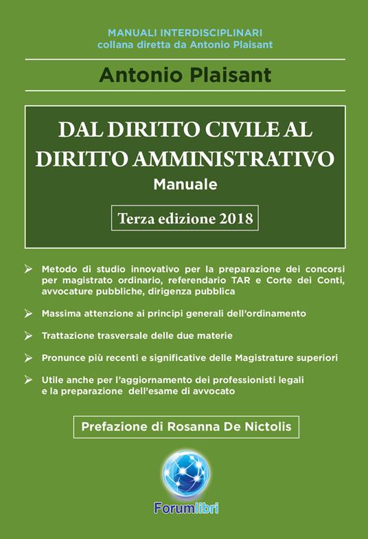 Dal diritto civile al diritto amministrativo. Manuale - Antonio Plaisant - copertina