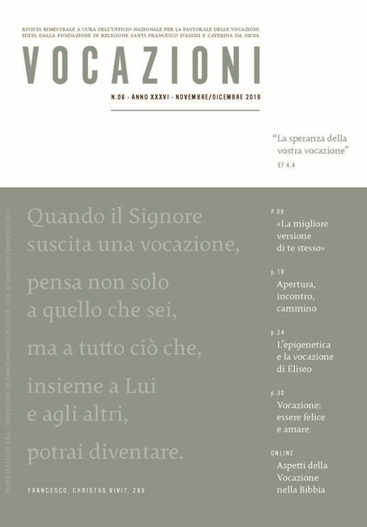 Vocazioni (2019). Vol. 6: speranza della vostra vocazione, La. - copertina